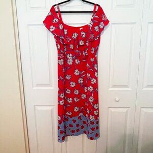 London Times Floral Cold Shoulder Dress